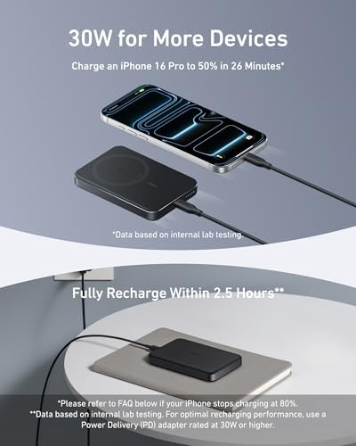 Slim 10,000mAh Magnetic Battery Pack, Qi2 Certified 15W Ultra-Fast Compatible Portable Charger