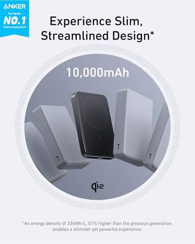 Slim 10,000mAh Magnetic Battery Pack, Qi2 Certified 15W Ultra-Fast Compatible Portable Charger
