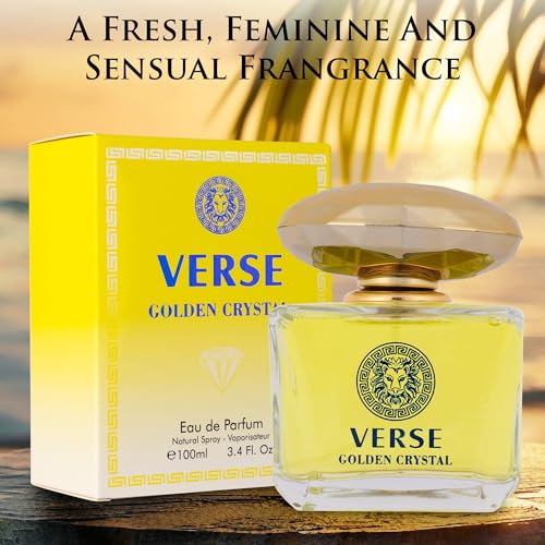 Version 1.0.0 Verse Golden Crystal for Women 3.4 fl Oz - Floral Fruity Fragrance