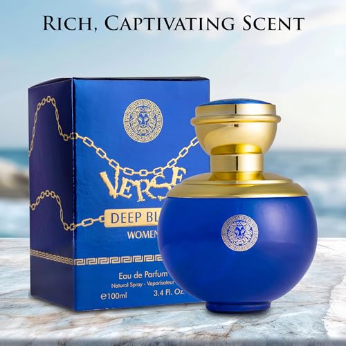 Version 1.0.0 Verse Deep Blue for Women EDP 3.4 fl Oz- Floral, Fruity & Woody Accords